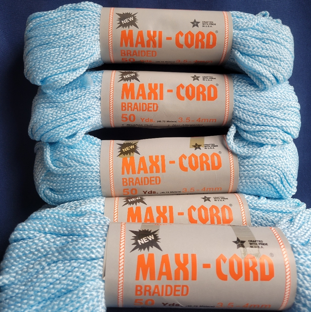 Vintage maxi cord macramé cord 3.5 - 4 mm, six rolls of blue cord 50 yards each